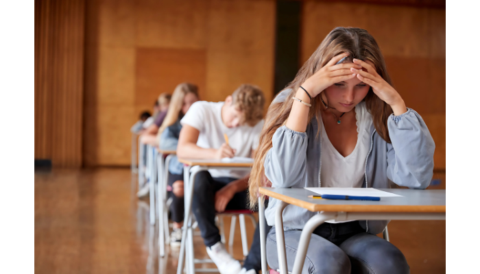 Teenager stressed during exam